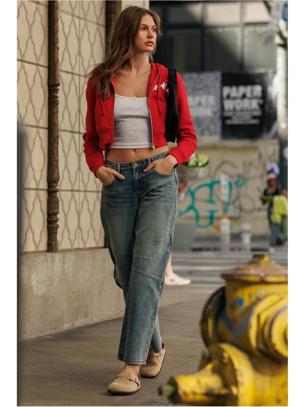 Women's Barrel Leg Washed Blue Denim Jeans
